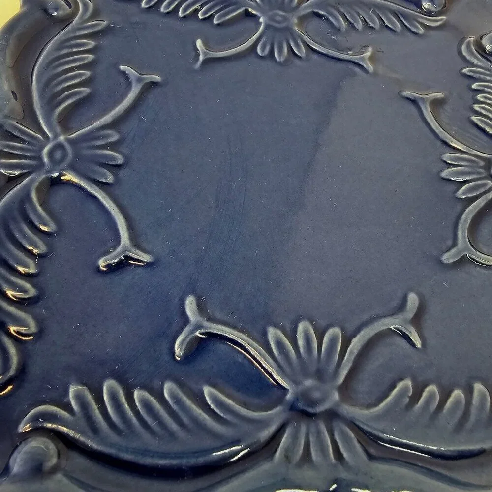 California Pantry Classic Ceramics Trinket Dish 6.25" Sq Plate Raised Pattern - Picture 3 of 6